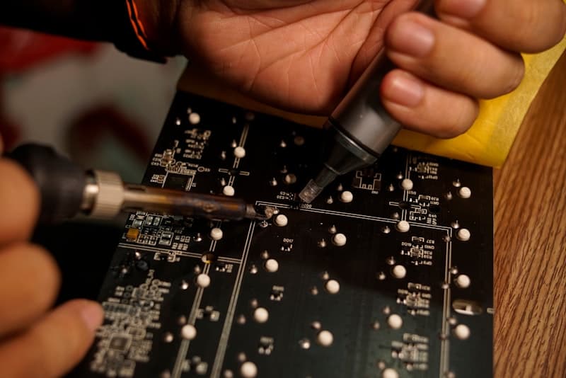 Detailed soldering workbench view